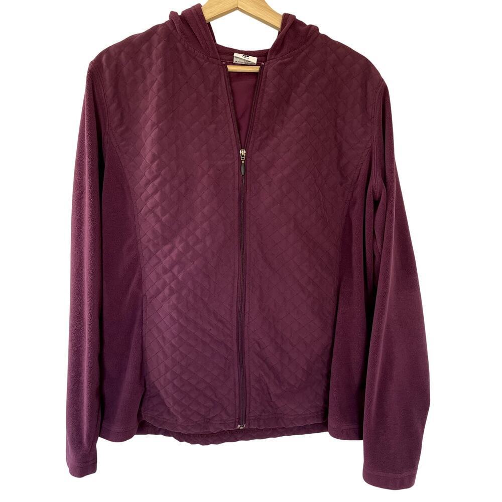 Columbia plum purple full zip hooded sweater women's size 1X quilted detail